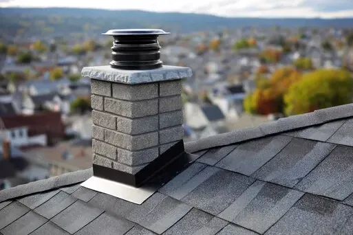 Stone veneer chimney on a newer Upper Arlington home